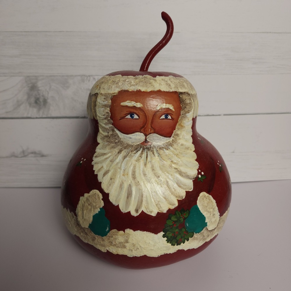 Hand Painted Gourd Santa Claus Christmas Holiday Decor Schaefer 96